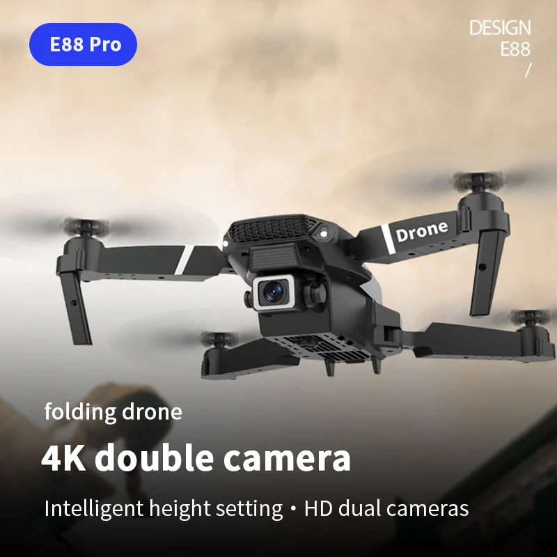 E88 Pro 4K Profesional Drone With 90° HD Wide-Angle Dual Camera Foldable Design Optical Flow Hovering Perfect Quadcopter Toys