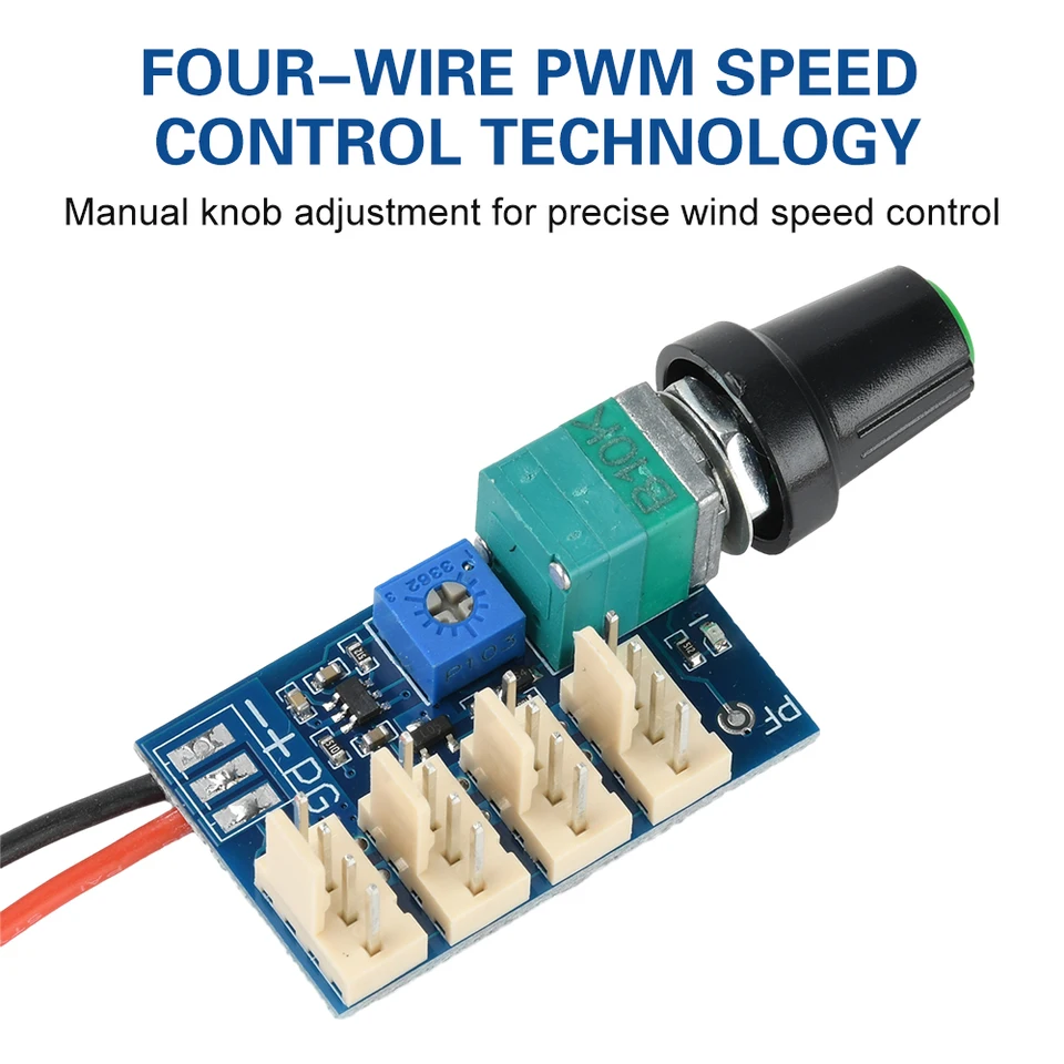 3 Pin 4 Pin Fan Adapter, 2 Piece PC Fan Controller, PWM PC Chassis Cooling Fan Hub, 8 Way Splitter, 12V Speed Controller, 6 Needles Power Port, with Potentiometer Extended Line 30c