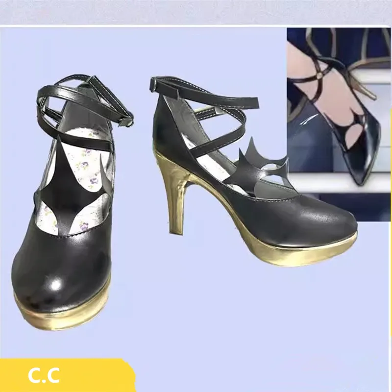 CODE GEASS Lelouch of the Rebellion C.C Cosplay Costume Shoes Handmade Faux Leather Boots