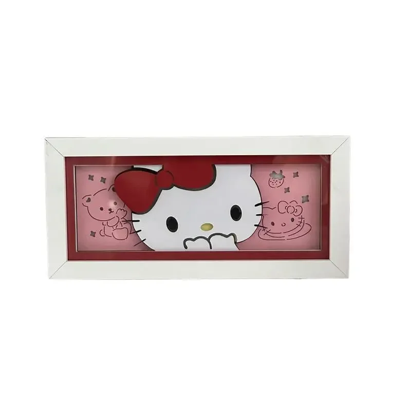 Cartoon Anime sanrio Multi Color Paper Carving Lamp LED Photo Frame Drawing Desktop Ornament USB Night Light Birthday Gift