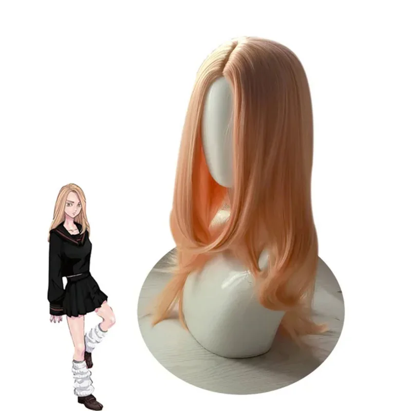 Anime Tokyo Revengers Tachibana Hinat Chai Pomelo Leaf Cosplay Wig Orange Long Hair Heat Synthetic Fiber Hair  Party Girls Women