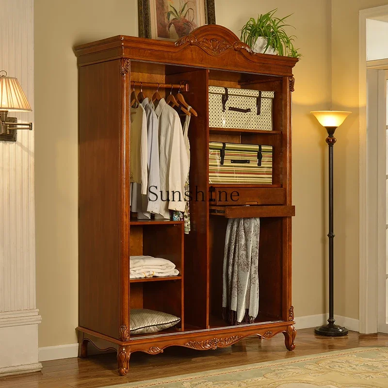 American solid wood home two-door bedroom push-pull coat cabinet simple assembly simple modern  FT