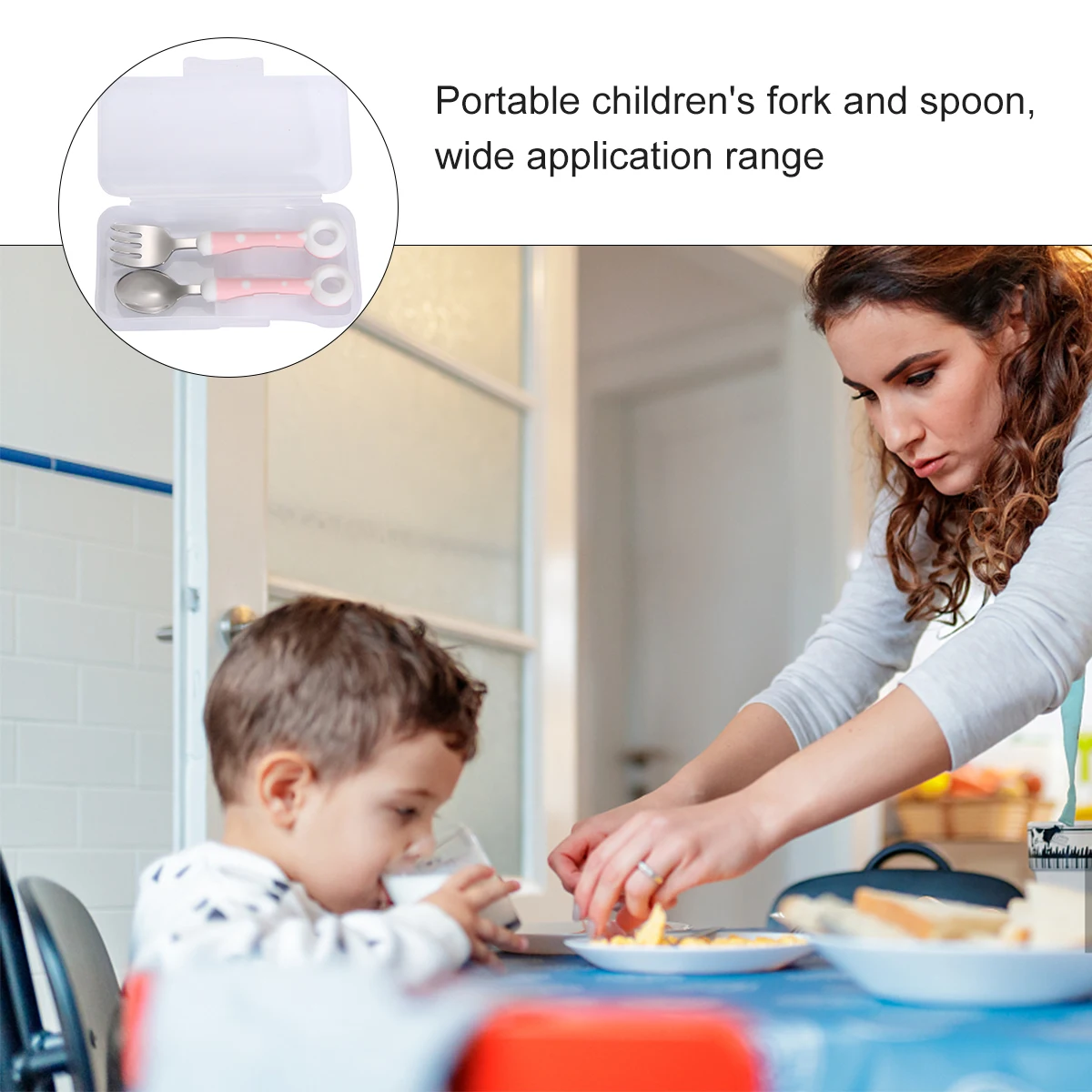 

Silicone Stainless Steel Kids Tableware Cartoon Design Spoon Fork Set Storage Box for Baby Feeding Toddler Utensils