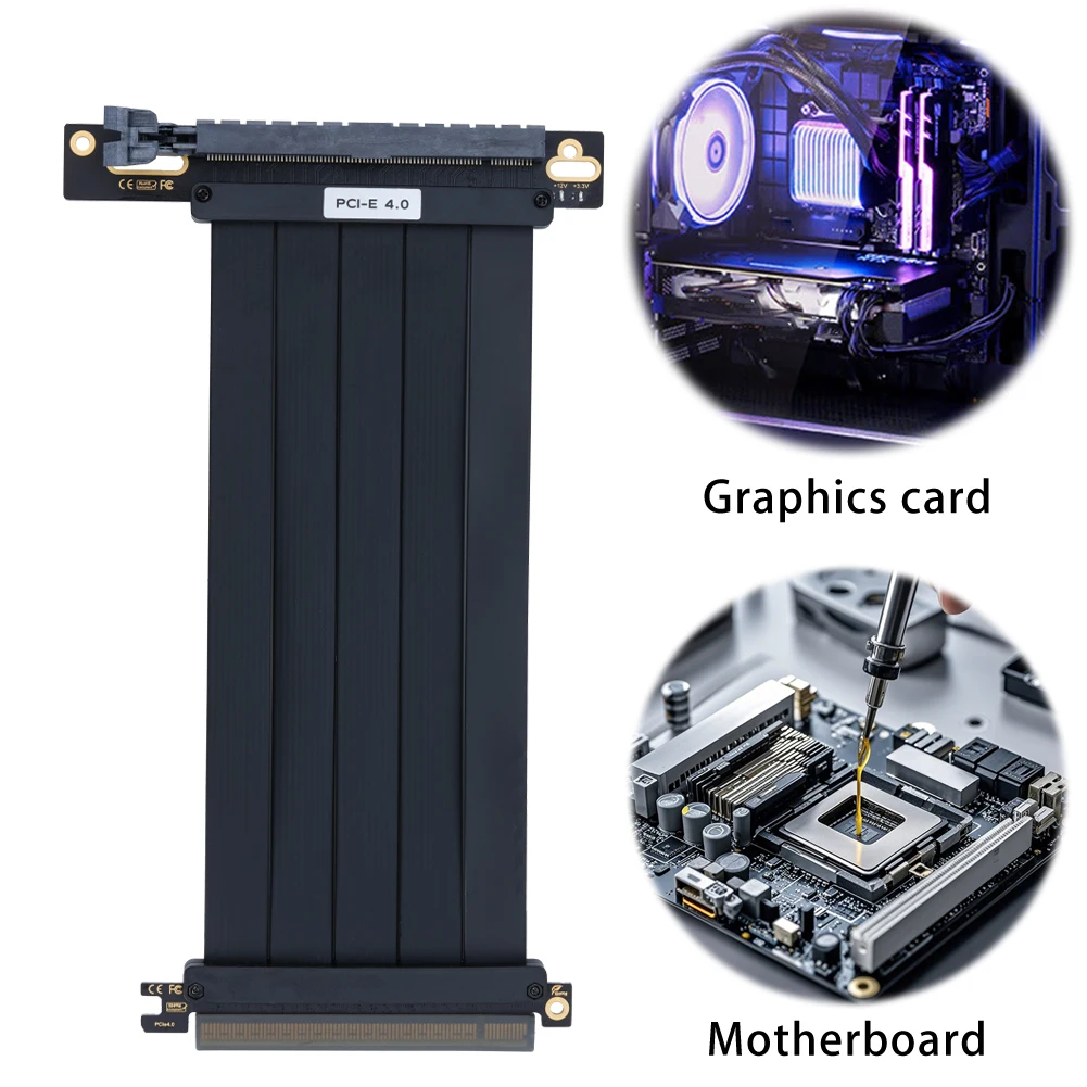 PCI-E Express 4.0 16X Riser Удлинитель видеокарты Экранированный гибкий кабель Высокоскоростная гибкая удлинительная карта для RTX4090 RTX4080