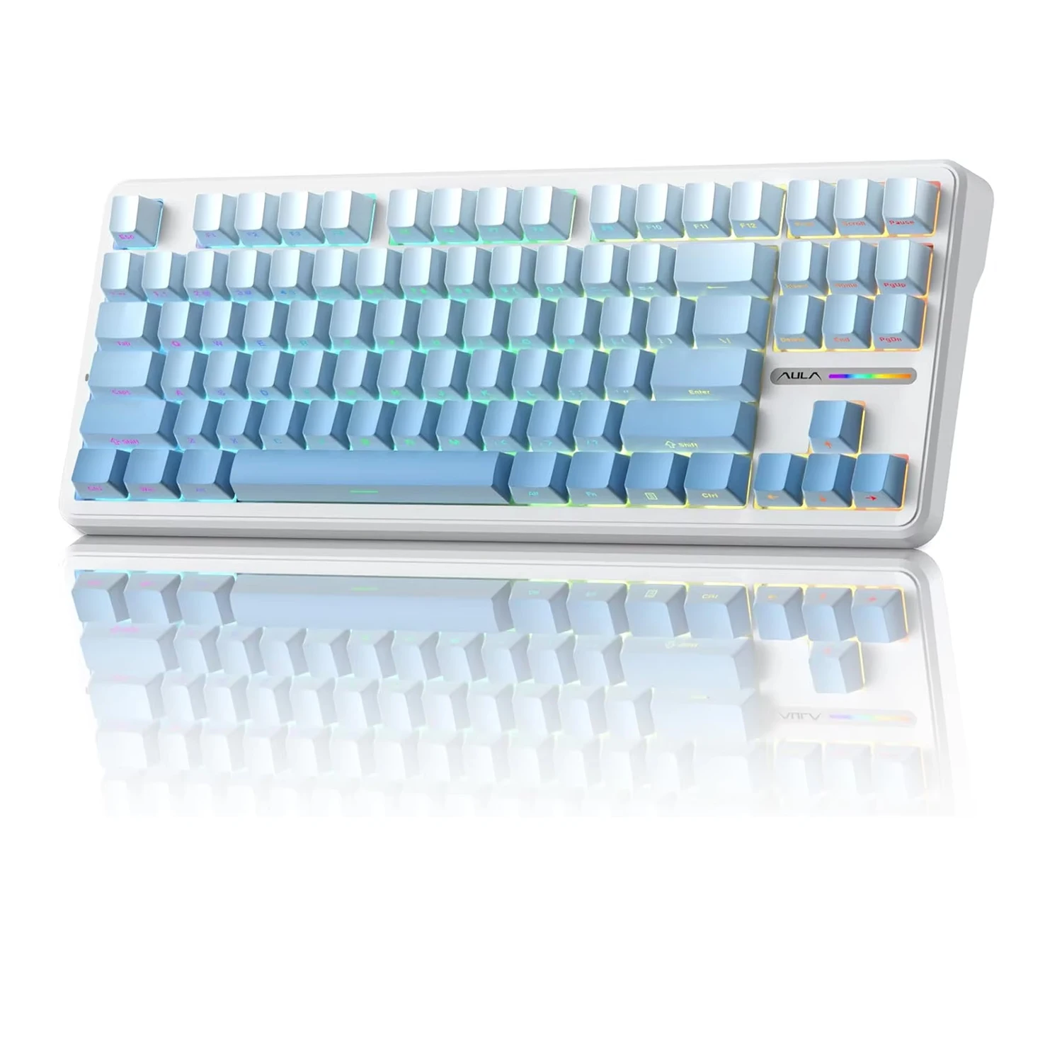 AULA F87 Pro Wireless Mechanical Keyboard 75%TKL Gasket Mount Hot-Swappable Custom Gaming Keyboard with 8000mAh Tri-Mode PBT RGB