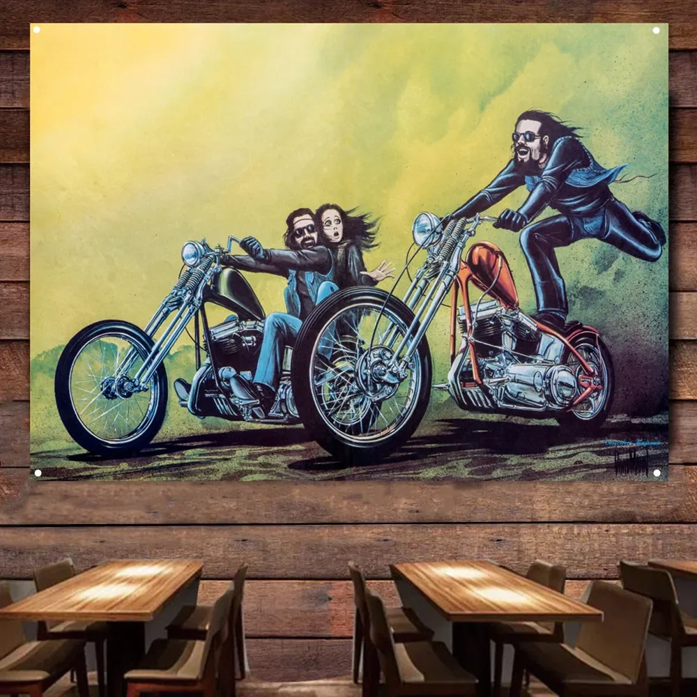 Easyrider Flag Vintage Motorcycles Vintage Garage Wall Decor Banner Biker Art Poster Motor Race Wall Art Decoration Tapestry