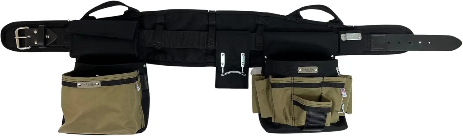 Ultimate Electrician's MAX Combo with Comfort Back Support Tool Belt, Leather Belt Buckle, Heavy Duty Work Belt, Tan