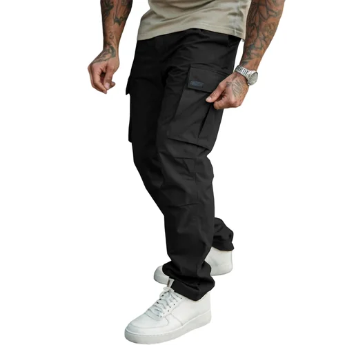 Imagen 2 del producto Pantalones Cargo de moda para exteriores para hombre, pantalón informal de Color sólido con bolsillo, acogedor, transpirable, para uso diario, atractivo y elegante