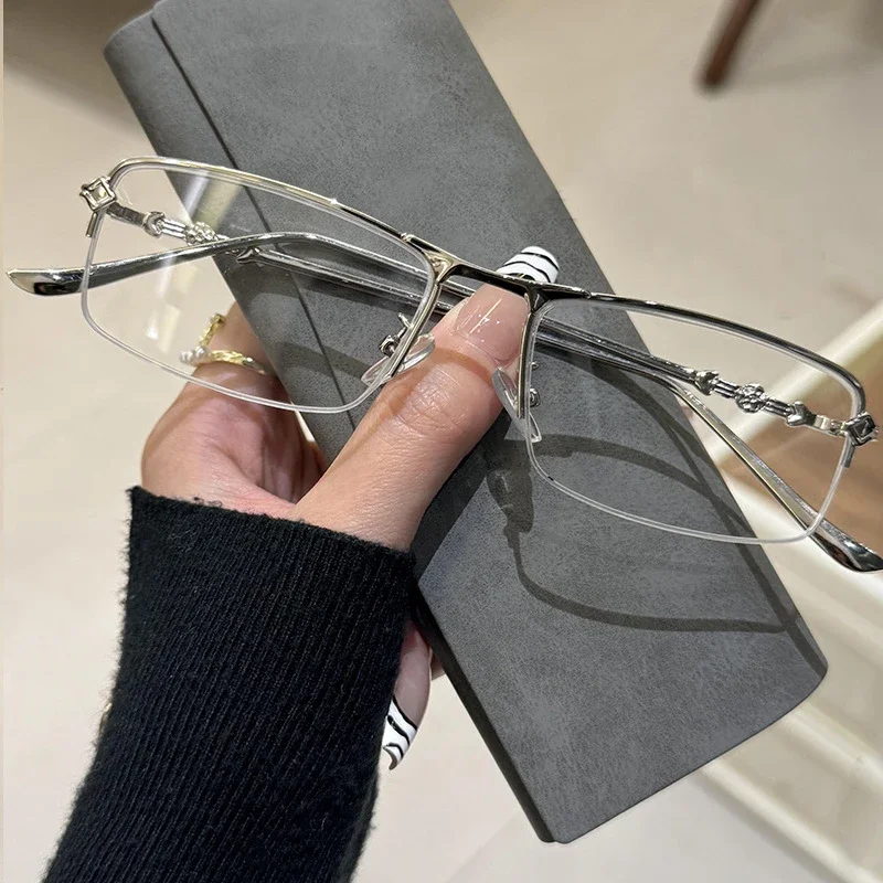 Fashion Trend Minus Glasses for Women Men Vintage Half Frame Computer Myopia Eyewear Anti Blue Light Finished Near Sight Glasses