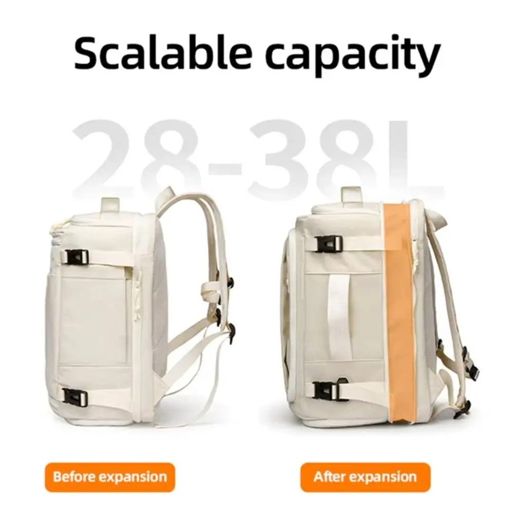 Schoolbag Box Style Luggage Backpack Large Capacity Unisex Travel Backpack with Shoes Pack Scalable Cabin Daypack for Women Man