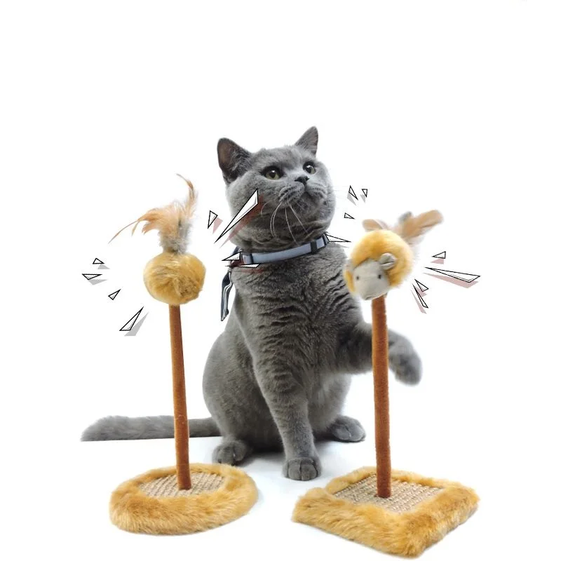 

Sisal hemp cat scratch plate paw grinding toy tease cat pet toy spring tease cat ball cat supplies make sound