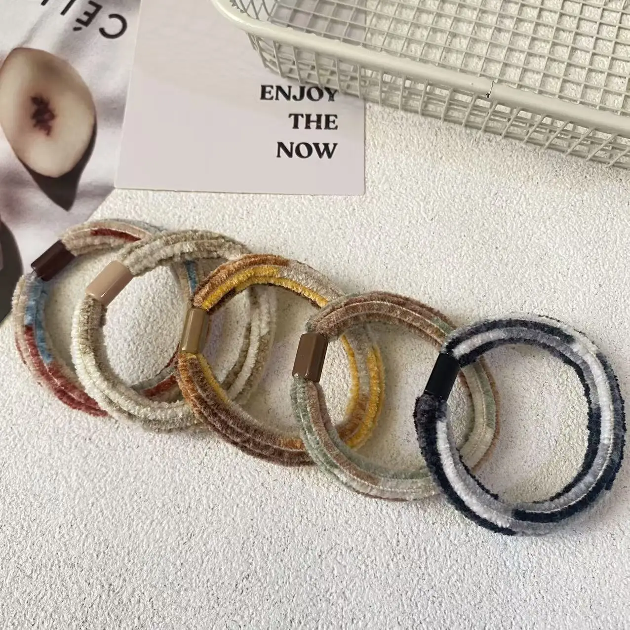 

5PC Good Soft Plush Velvet Good High Elasticity Hair Ties Rope for Women Girls Ponytail Holder Korean Hair Accessories