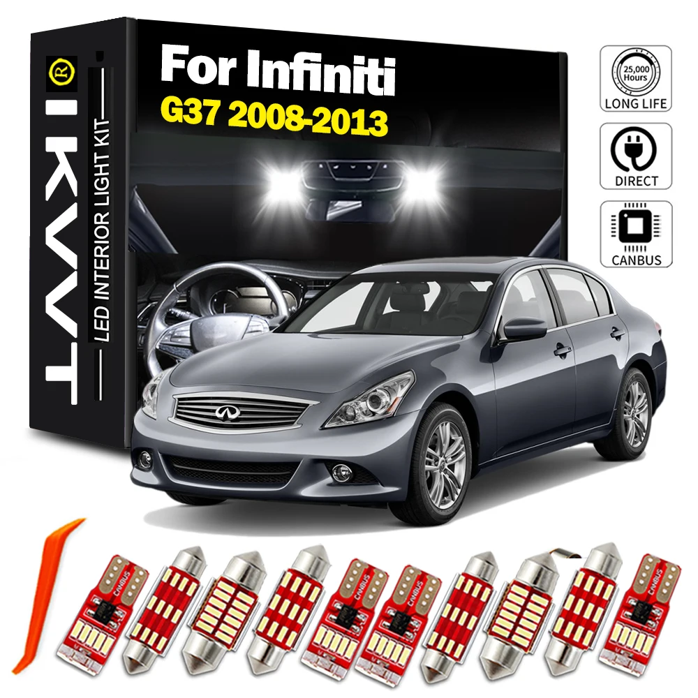 

IKVVT Canbus AutoLamp для Infiniti G37 2008 2009 2010 2011 2012 2013, аксессуары, светодиодный комплект внутреннего купольного освещения с картой, без ошибок