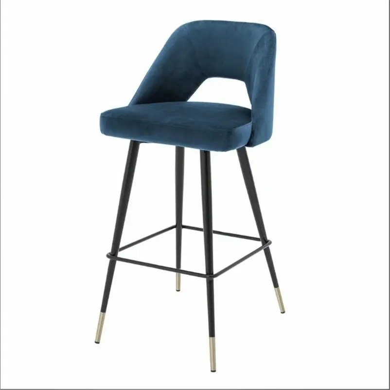 

Wrought iron back fabric backrest high foot leisure hotel front desk chair custom furniture