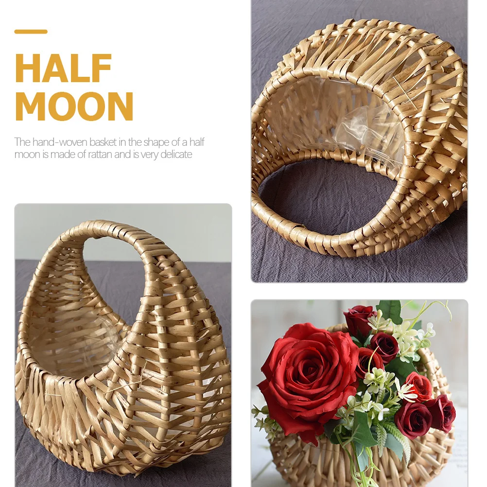 Woven Flower Basket Handheld Design Premium Rattan Material Multi-Purpose Decorative Basket for Gifts Dried Flowers Jewelry
