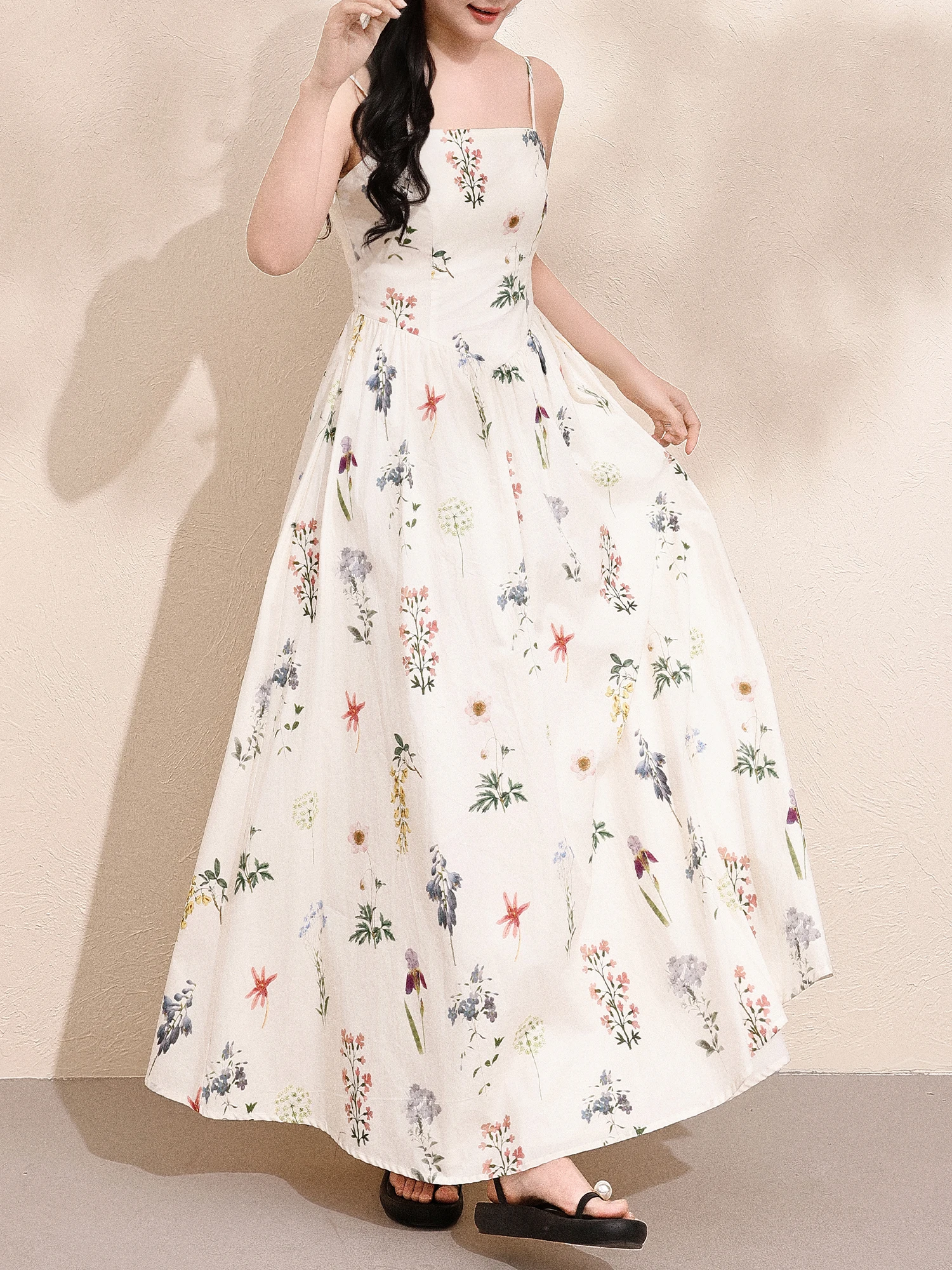 

Elegant Floral Print Maxi Dress Women's plus Size Spring Vintage Halter Neck Long Sleeve Wrap Waist Gown City Commute Dress
