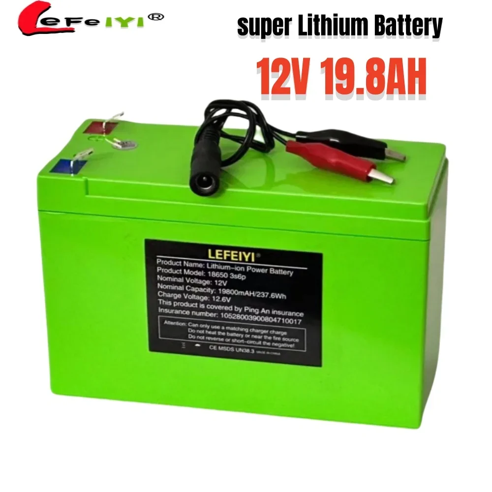 12V 19.6Ah 18650 Battery Pack 18650 Lithium Battery Recharable Solar Storage Battery Electric Lighting