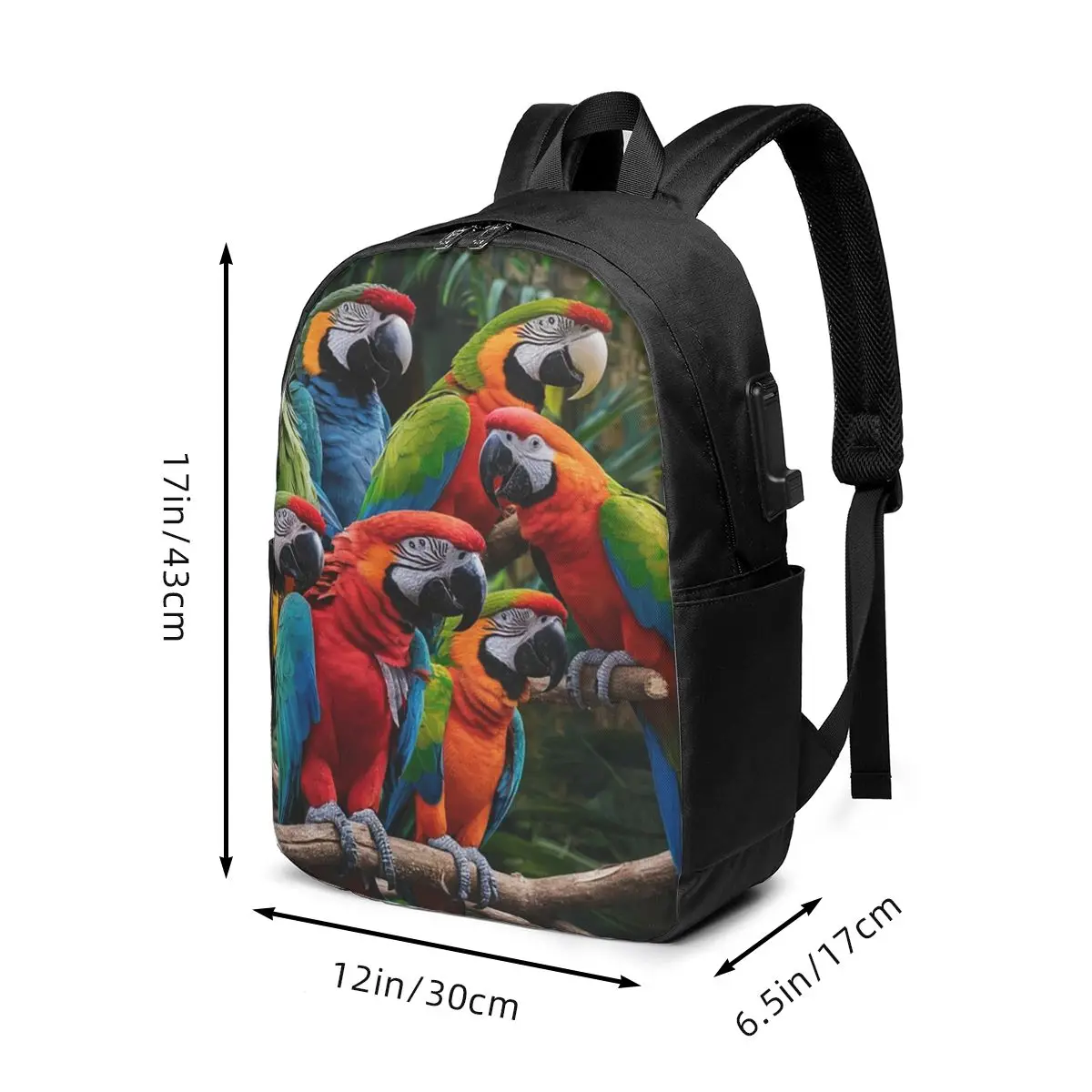 Tropical Jungle With Colorful Parrots Backpack Travel Notebook Bag Computer College Student School Bag Laptop Shoulder Bags