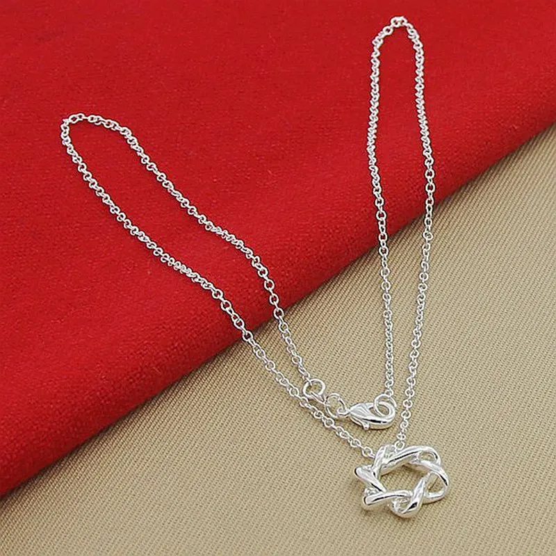 

925 Sterling Silver Six Star Pendant Necklace 18 Inch Chain For Women Wedding Engagement Party Fashion Charm Jewelry