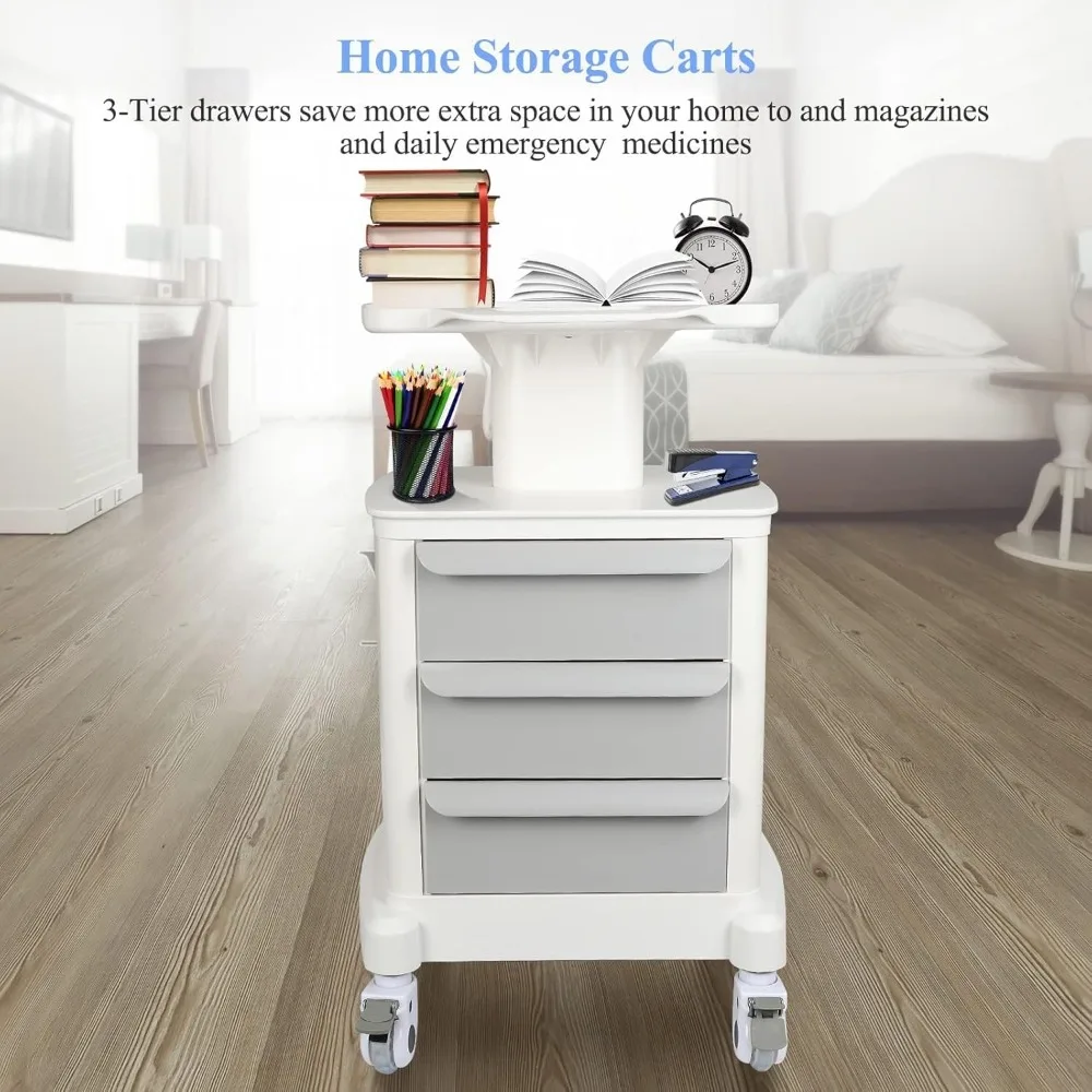 عربة طبية مع أدراج على عجلات عربة الموجات فوق الصوتية المتنقلة عربات الأسنان المتداول عربة تخزين التجميل مع عجلات العجلات #5