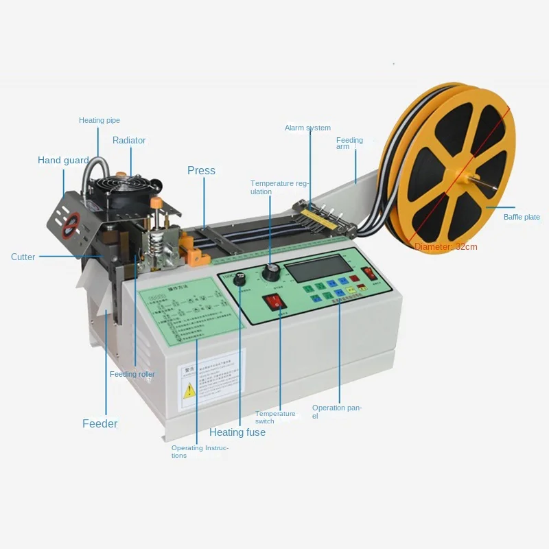 220V/110V Automatic Computer Cloth Tape Cutting Machine Hot and Cold Knife Sticker Tube Zipper Heat Shrink Elastic Cutter Tool