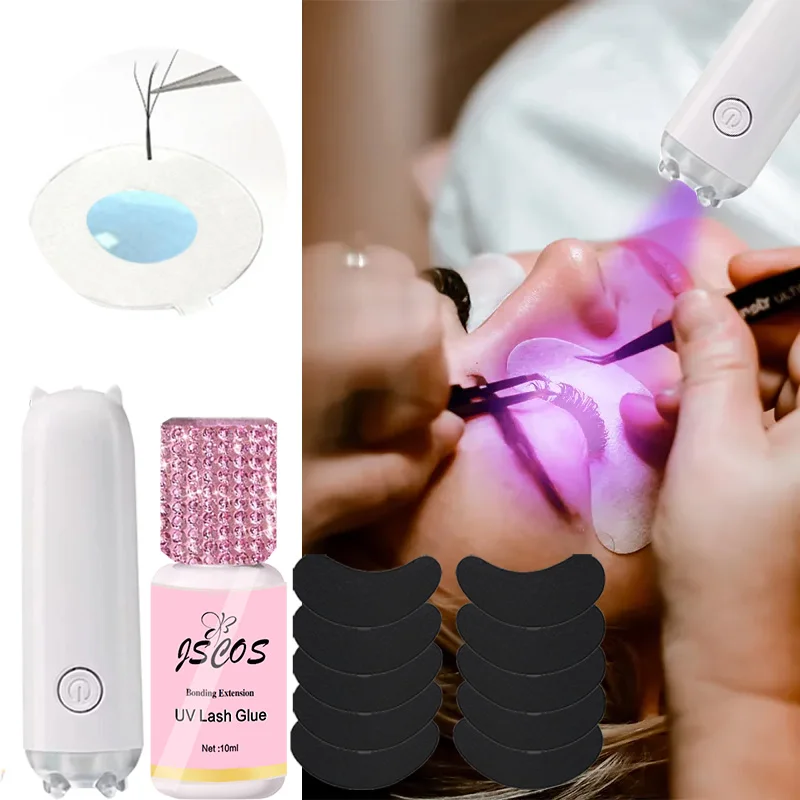 Kit de Lampe à Colle UV pour Extensions de Cils, Patchs de miles pour les Yeux, Fournitures Professionnelles, Nouveauté