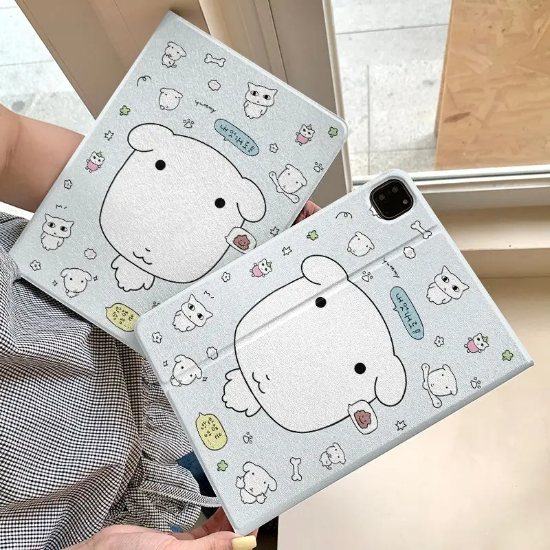 Korean Line Puppy Dog Y2K Kawaii Tablet Case For iPad Pro 11 13 M2 M4 M3 9.7 10.2 5/6th 7/8/9/10/11th Mini 6 7 Air 3 4 5 6 Cover