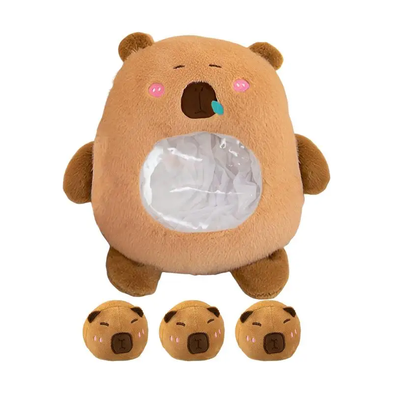 Capybara Plush Toy Pillow Stuffed Animals Toys Capibara Plushies Soft Brown Doll Cute Animal Snack Bag Plush Pillow For Kids