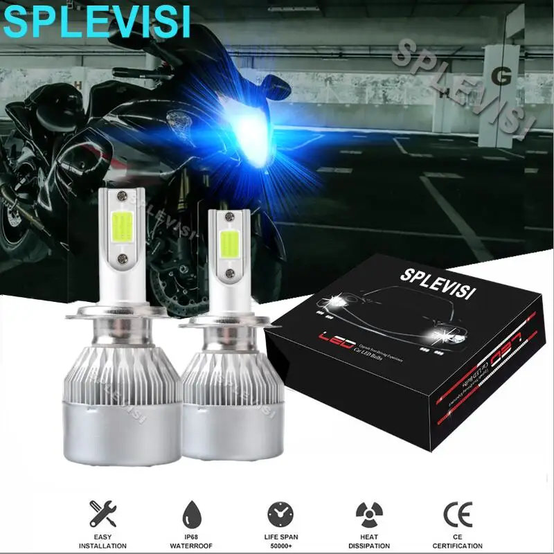 

SPLEVISI 45W Ice Blue H7 Fit For Suzuki GSXR750 2004 2005 2006 2007 2011 2012 2013 2014 2015 2016 2017 2018 LED Headlight Bulbs