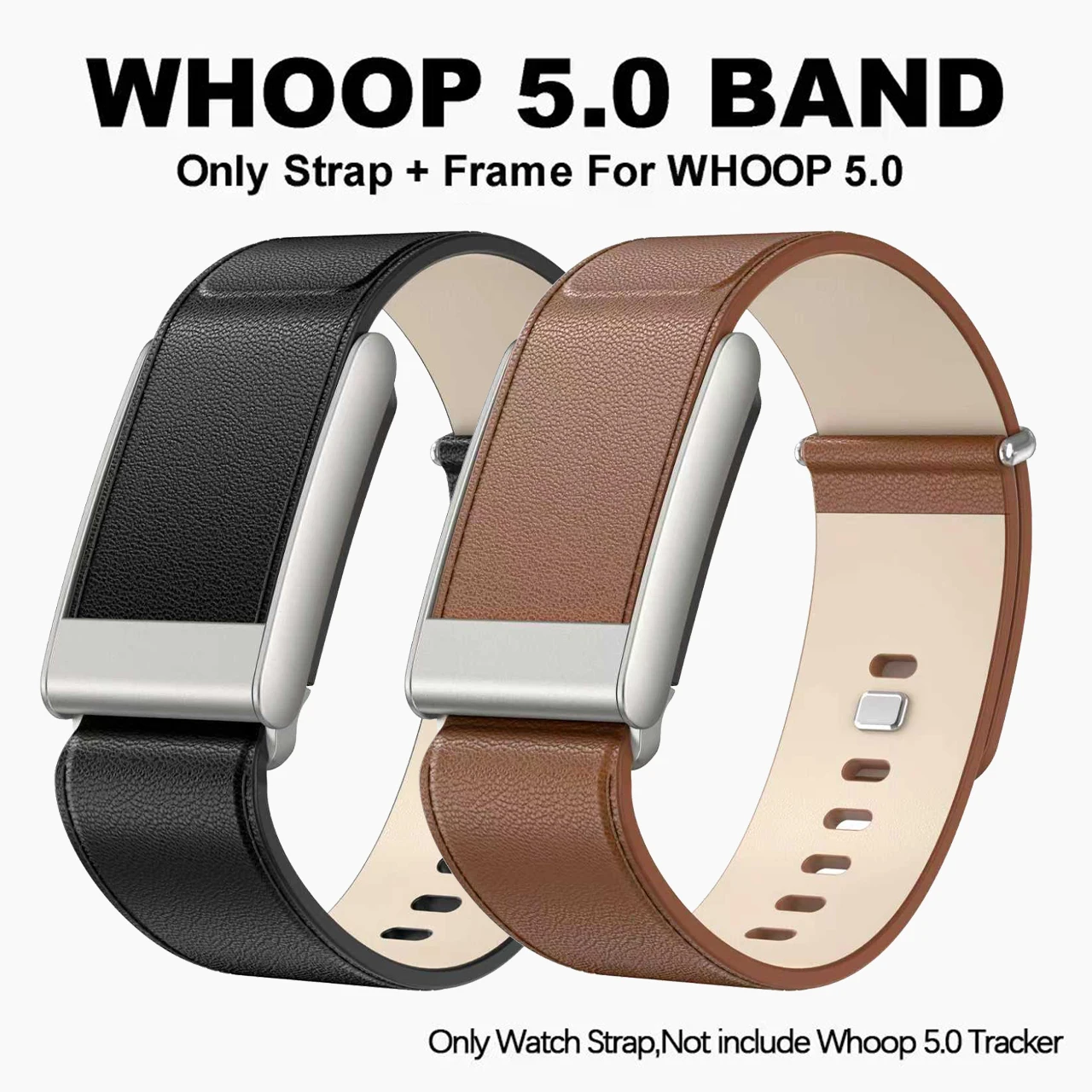 HUADAI حزام من الجلد متوافق مع حزام Whoop 5.0 للرجال والنساء، أشرطة معصم بديلة متينة من الجلد الطبيعي