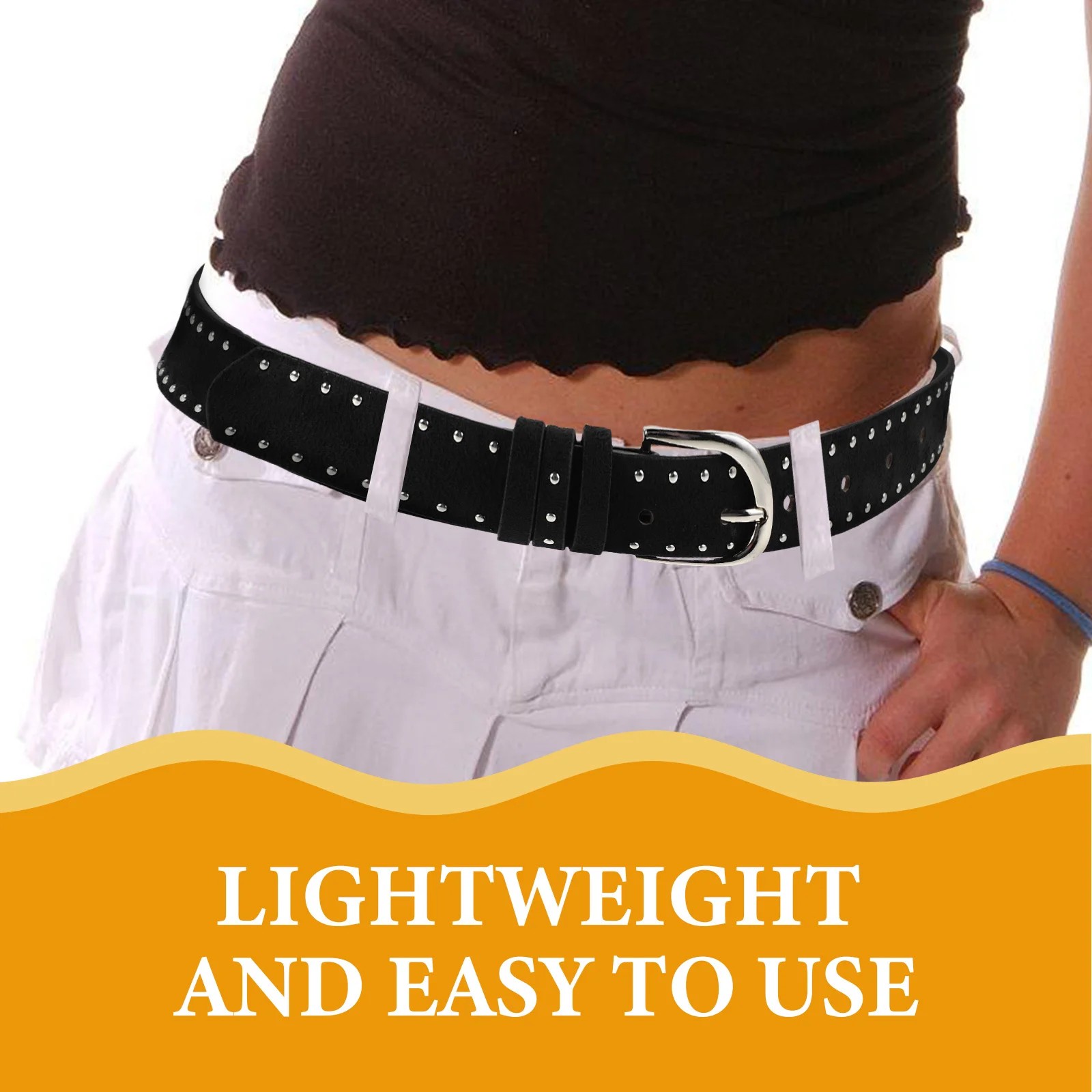 الجلد المدبوغ رصع حزام للنساء النمط الغربي فاسق حزام قابل للتعديل خمر مشبك حزام العصرية السيدات الخصر سلسلة ل #4