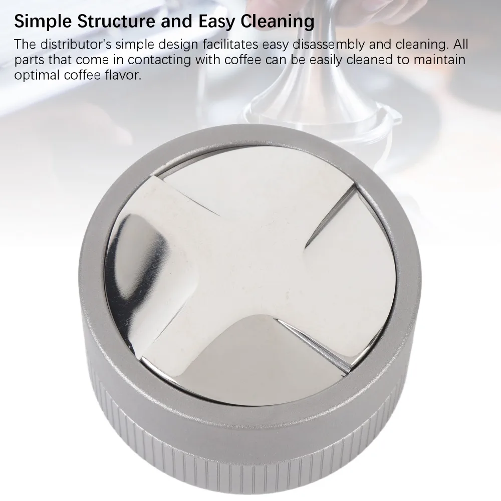 304 Stainless Steel Coffee Tamper Distributor 51/58mm Diameter Auto Height Adjustable Coffee Distribution Tool