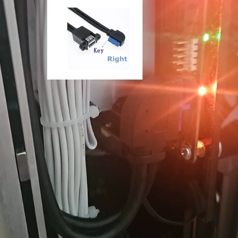 

50pcs 20-Pin 19pin 90 Degree Elbow to USB 3.0 Dual Port Female Threaded Installation Cable for Computer Motherboard Installation