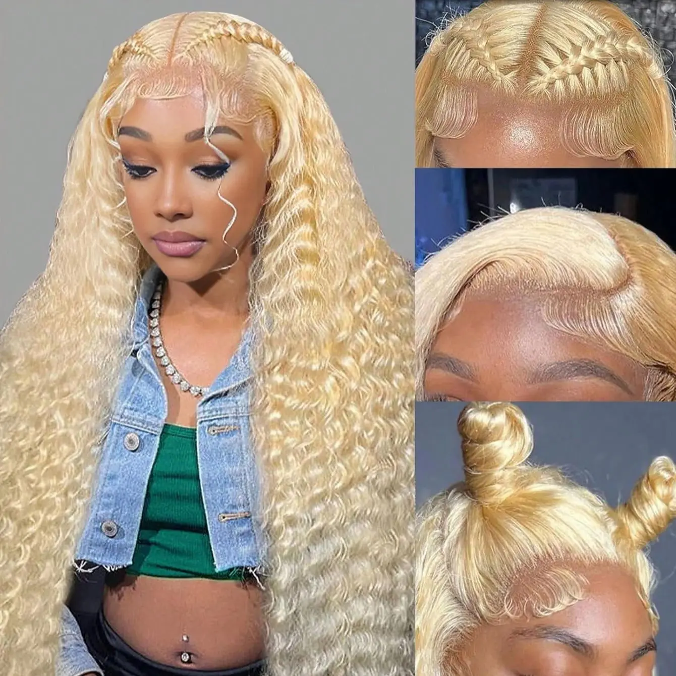 

613 Lace Front Wig Human Hair 13x4 HD 613 Deep Wave Blonde Lace Front Wigs 180% Density Curly Blonde Frontal Wig Pre Plucked