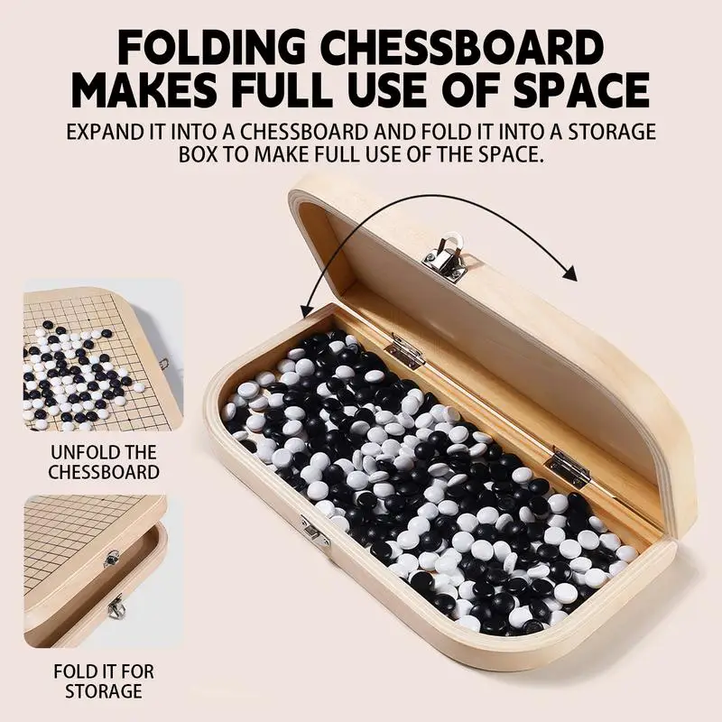 Chinese Weiqi Go Game Board Folding Table Go Chess Set Toy Go Game Wood Go Game Portable Board Game