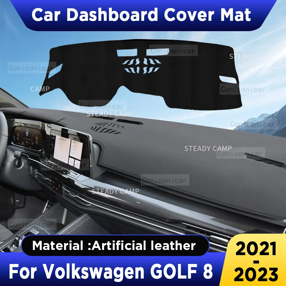 For Volkswagen GOLF 8 2021 2023 2022 Car Dashboard Cover Mat Dash Board Sun Shade Pad Artificial Leather sun-proof Accessories