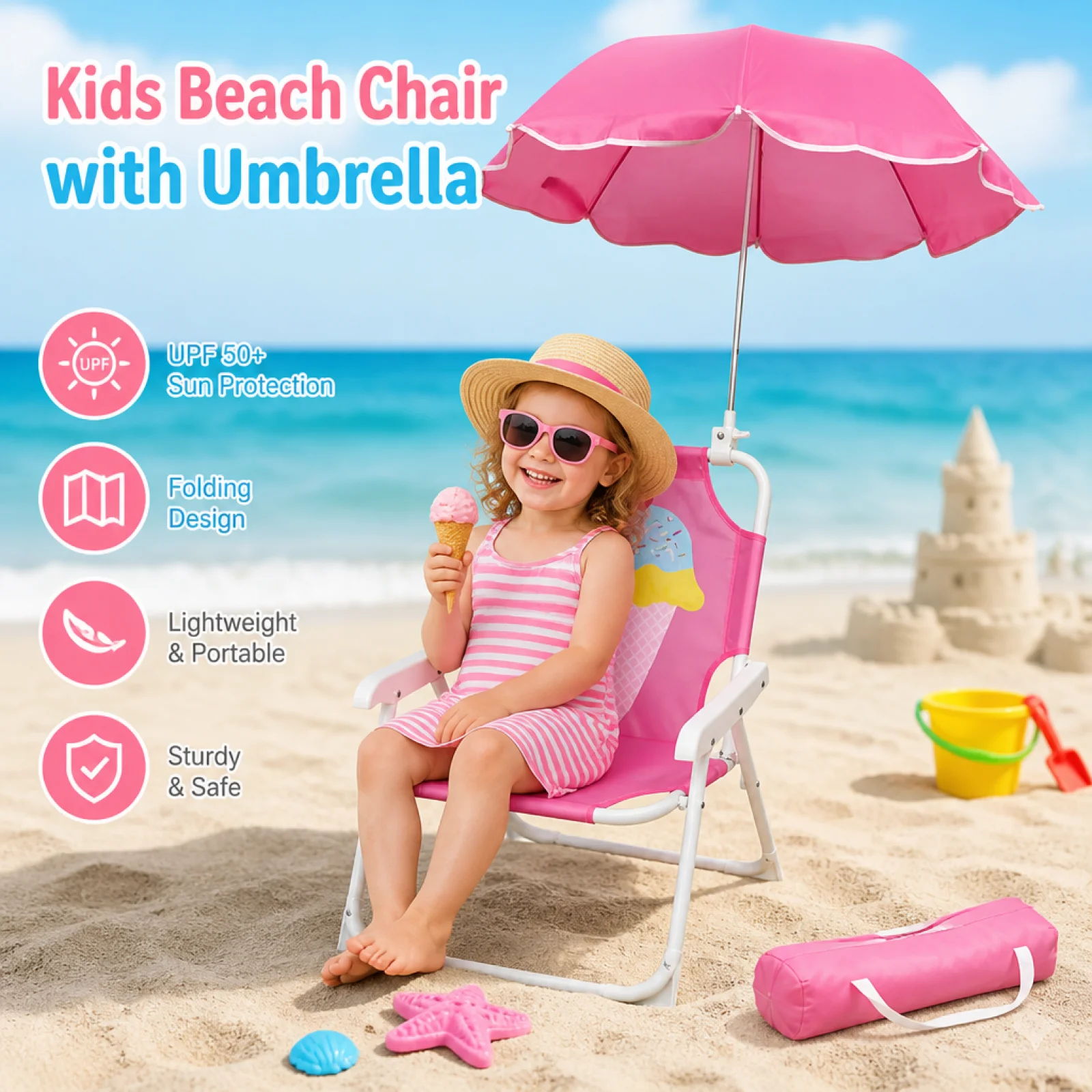 Kids Outdoor Foldable Chair - Silla de Playa para Niños con