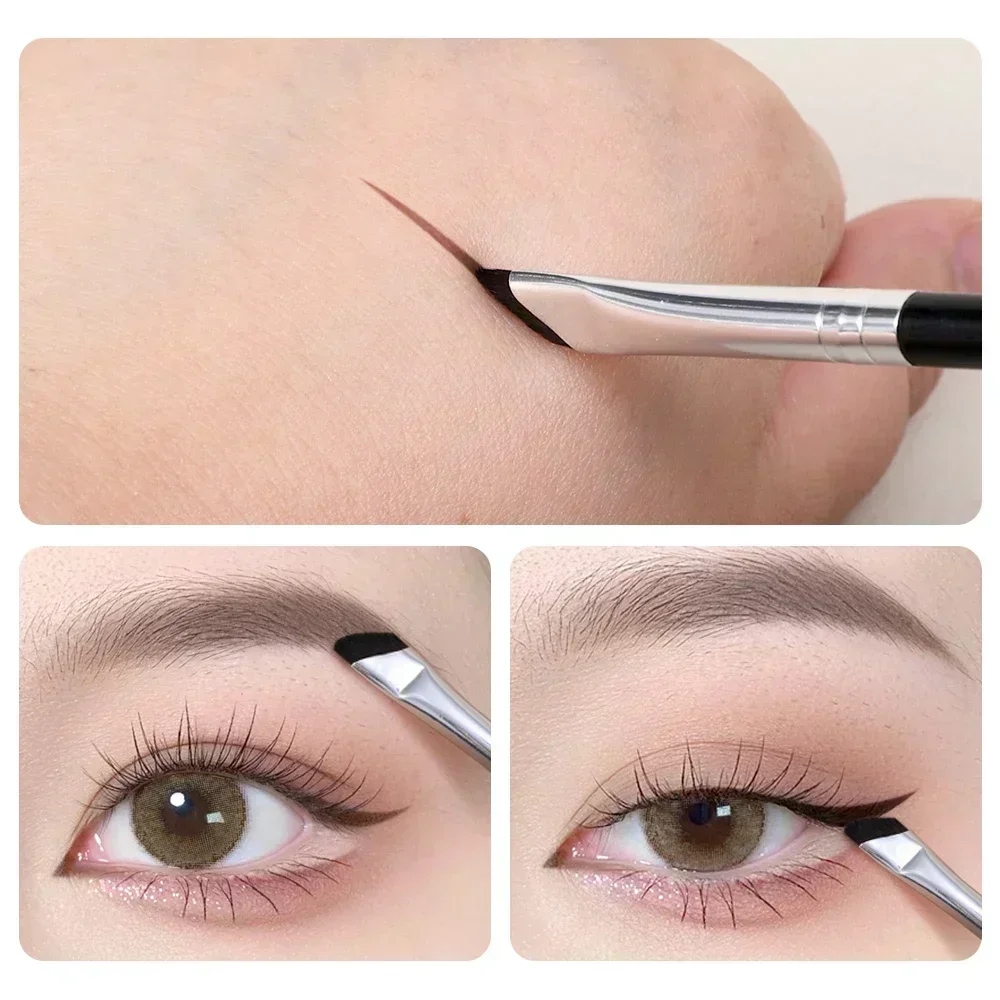 Professionele Hoekige Make-Up Borstels Sikkel Eyeliner Borstel Dubbele Kop Platte Wenkbrauw Eyeliner Contour Schoonheid Make-Up Cosmetica Tool