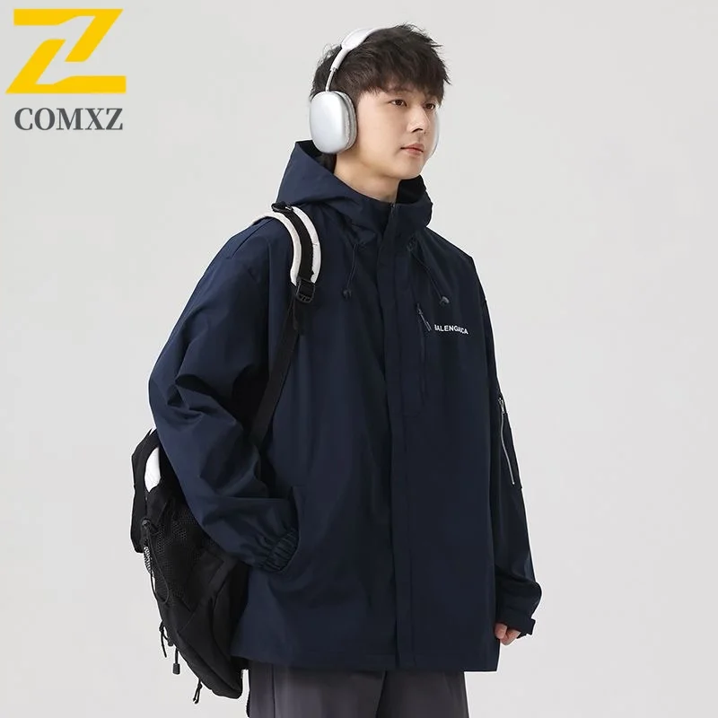 

COMXZ Мужская куртка Valley с капюшоном Классическая свободная ветрозащитная водонепроницаемая куртка для альпинизма Осенние охотничьи куртки