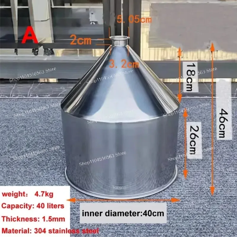 40L 40cm Stainless Steel Funnel 304 Thickened Wide-bore Industrial Funnel for Grain Food Oil Refining 40 Liter Capacity