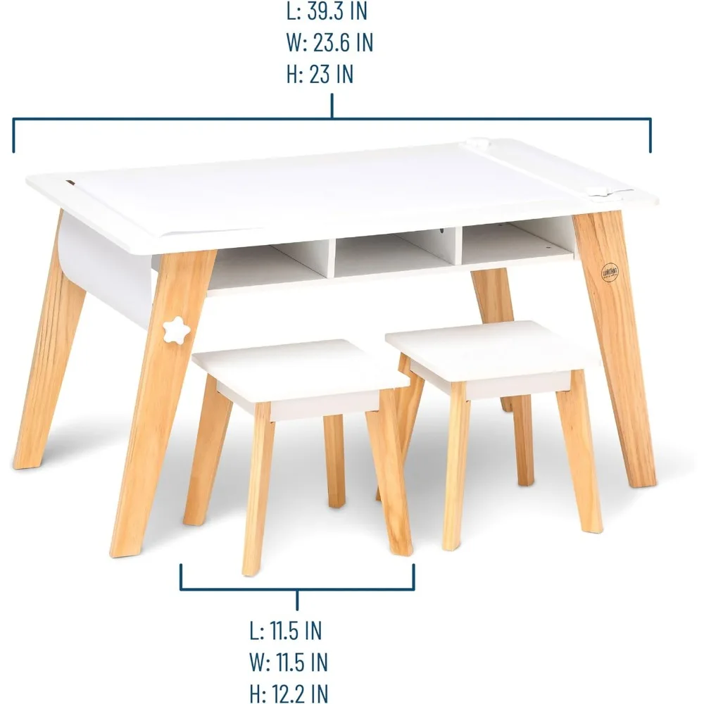 Kinder Kunst En Ambachten Tafelset Voor Jongens En Meisjes, Midden Eeuw Modern Design Tafel Omvat Twee Krukken