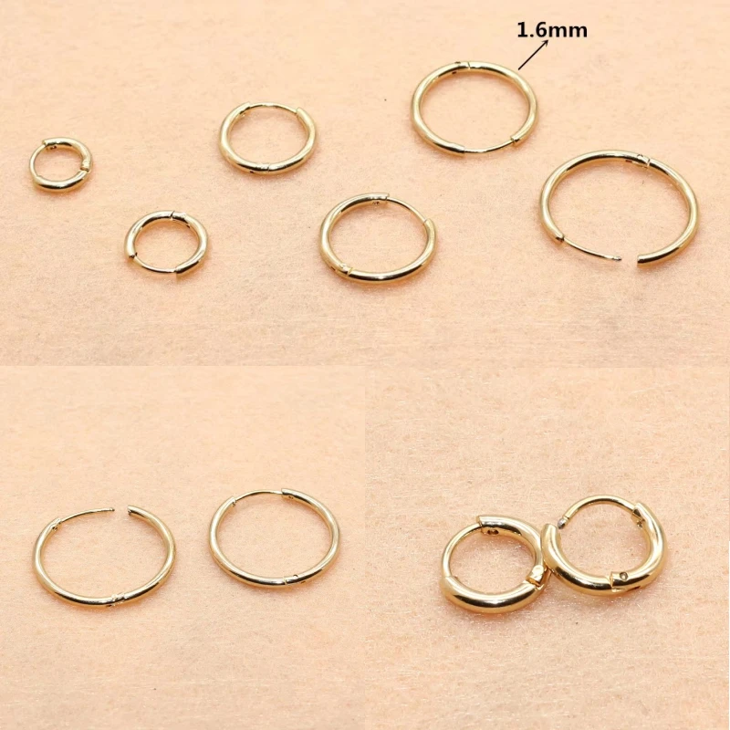 Gold-color Plated Super Small 6mm Hoop Earrings Stainless Steel No Easy Fade Allergy Free