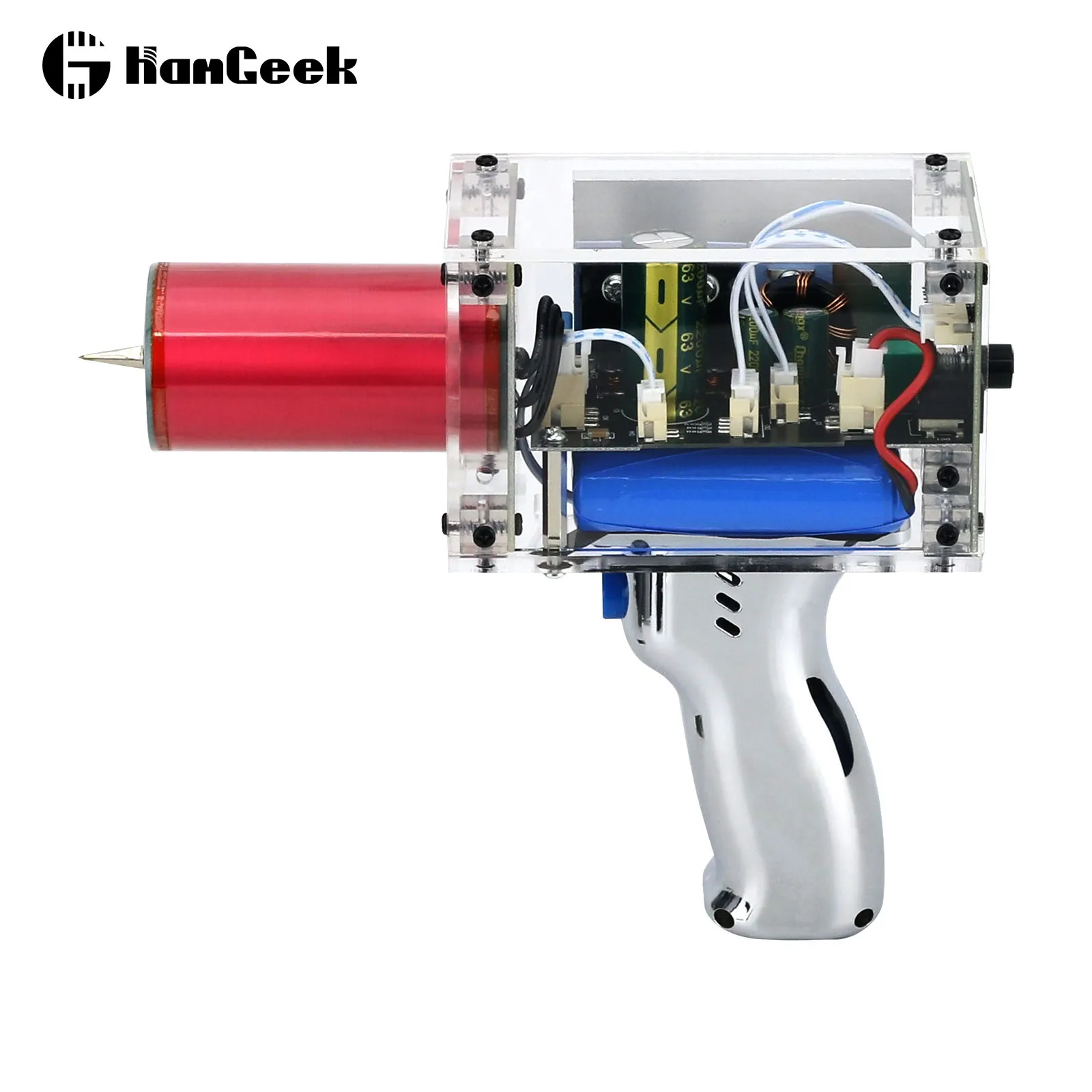 80W 6A Tesla Coil Gun Third Generation Plus Official Enhanced Version Handheld Magnetic Energy Generator with Power Adapter