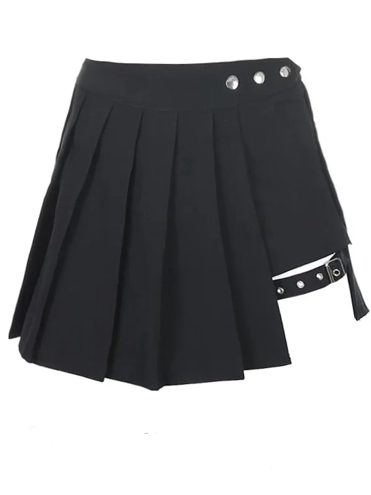 

Summer Women Dark Academia E-girl Mini Irregular Pleated Skirt 2000s Gyaru Japanese Y2k Streetwear Grunge Harajuku Cyber Punk