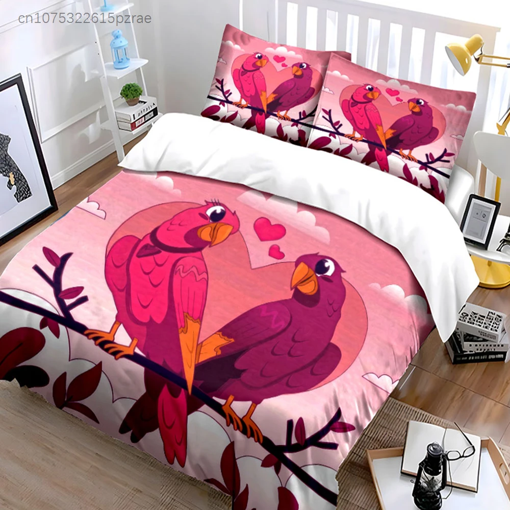 Romantic Birds Wall Art Set Multiple Sizes kid's And adults' Bedroom Exquisite 3PC Bedding set, Gift