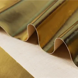 Gold Color Metal Film PU Synthetic Leather Fabric Upholstery Clothing Wholesale Cloth by the Meter for Sewing Diy Material