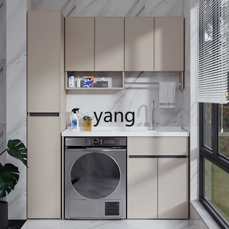 غسالة طبلة شرفة من الألومنيوم على شكل قرص العسل من LMMspace، مجموعة خزانة متكاملة بسيطة مع لوح فرك