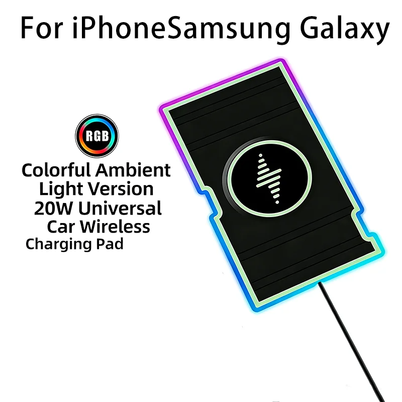 

Fast Wireless Car Charger Pad, RGB LED Light Wireless Charging Board for iPhone 17/ 16/15/14/13/12 Pro Max Samsung Galaxy S25