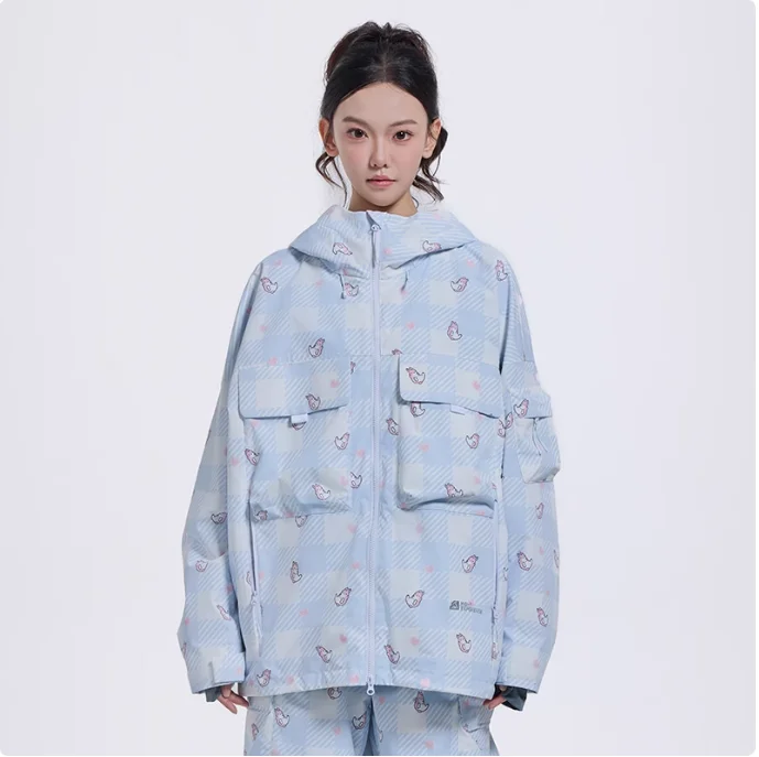 HIGH EXPERIENCE Ski Clothes Women\'s Single Board Double Board Cute Sweet Windproof Waterproof Ski Clothes Jacket Wear resistant