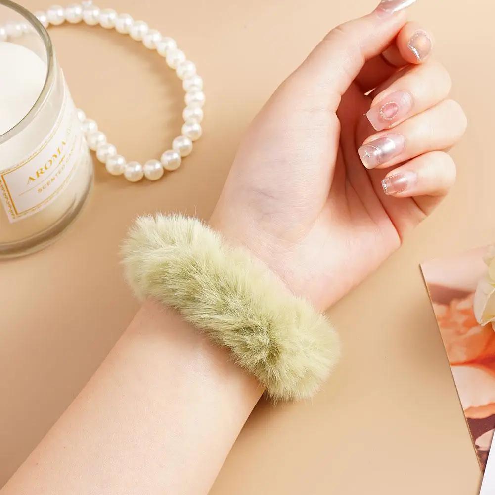 Colorful Fluffy Hair Band For Women Girls Ponytail Holder Hair Tie Plush Scrunchie Rubber Band Fashion Hair Accessories - Image 4